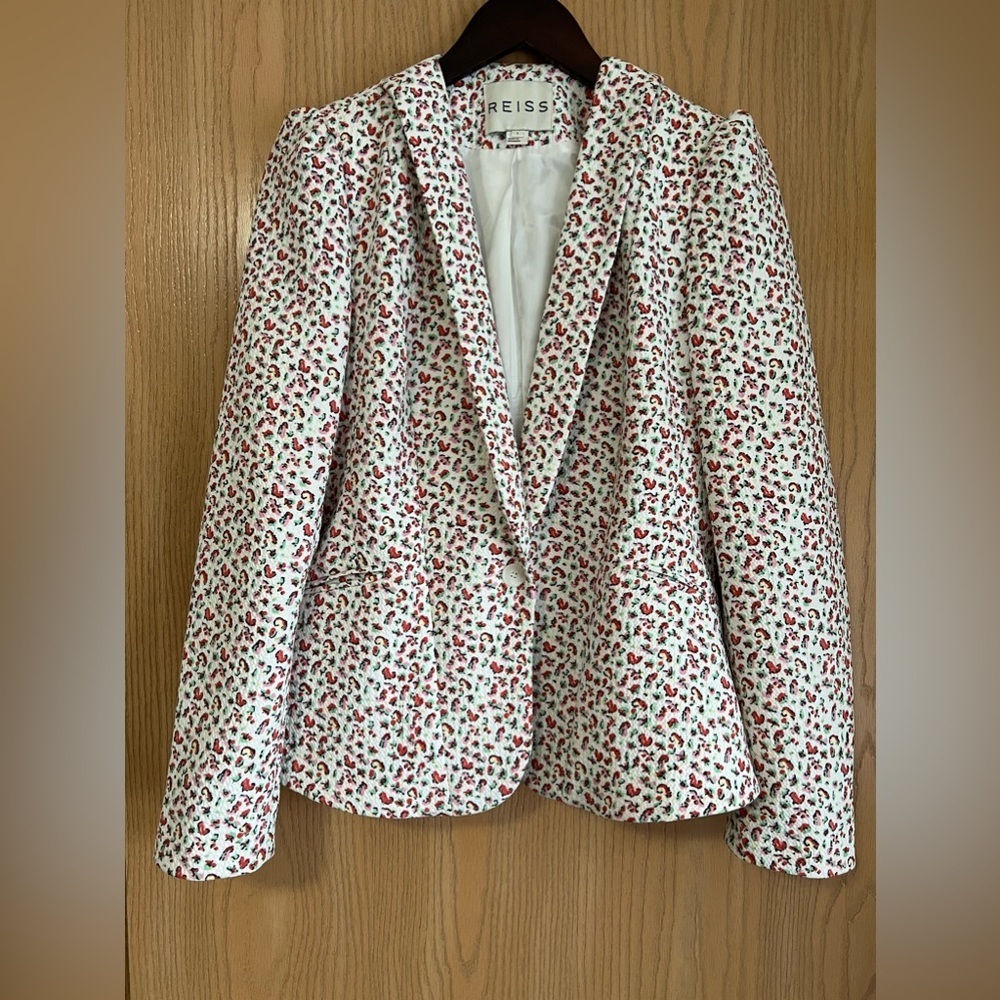 REISS | Women’s SZ L | Lolli Print Puff Sleeve Floral Blazer Single Button